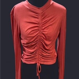 Willow Ruched Long Sleeve Top in Warm Rust